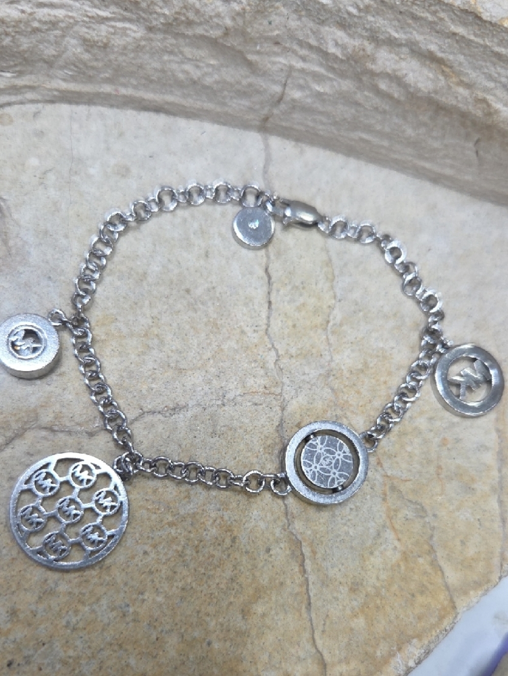 Authentic Michael Kors Charm Chain Bracelet - Silver Tone Women’s Jewelry